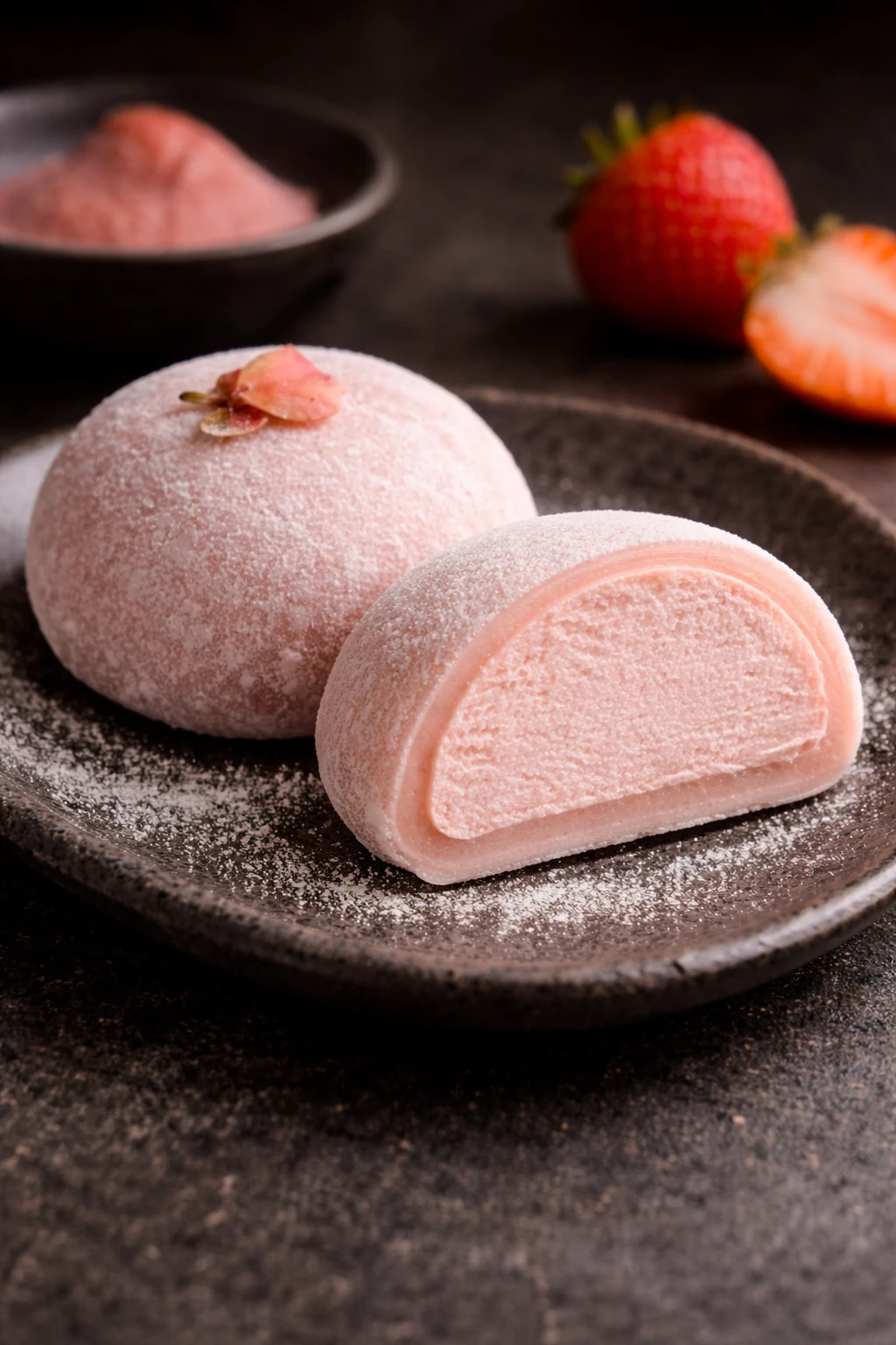 Mochi de fresa con interior mousse